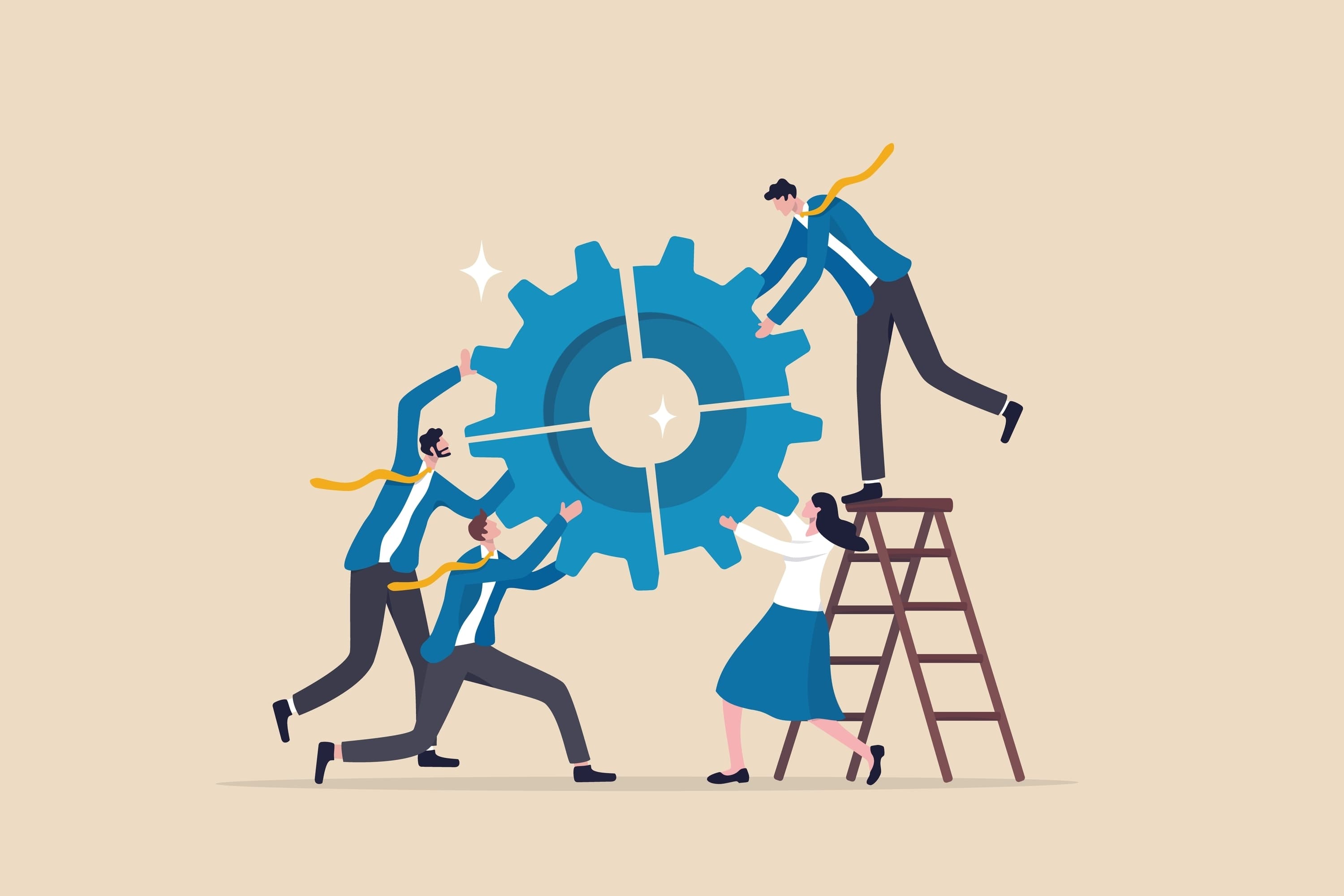 Work cogs and gears representing efficient business systems that support operations