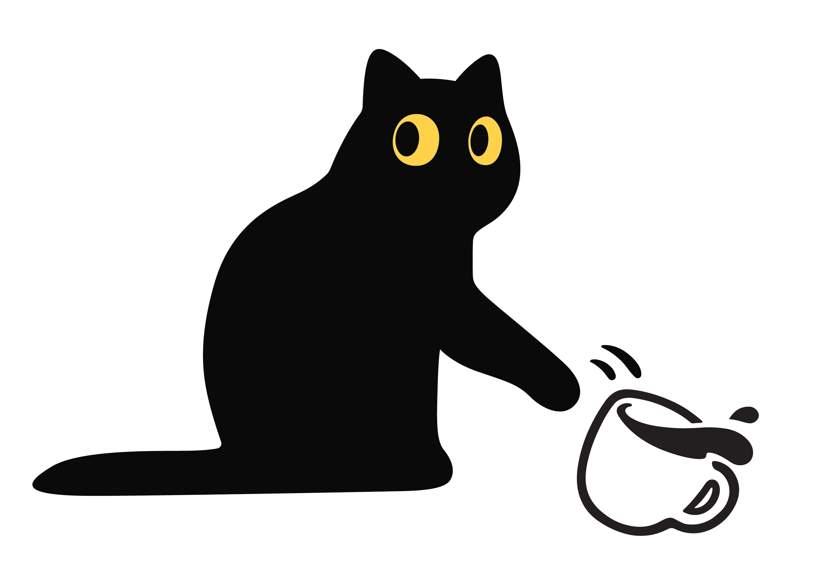 Cat knocking over cup - sometimes guidance helps prevent mishaps and maintain balance