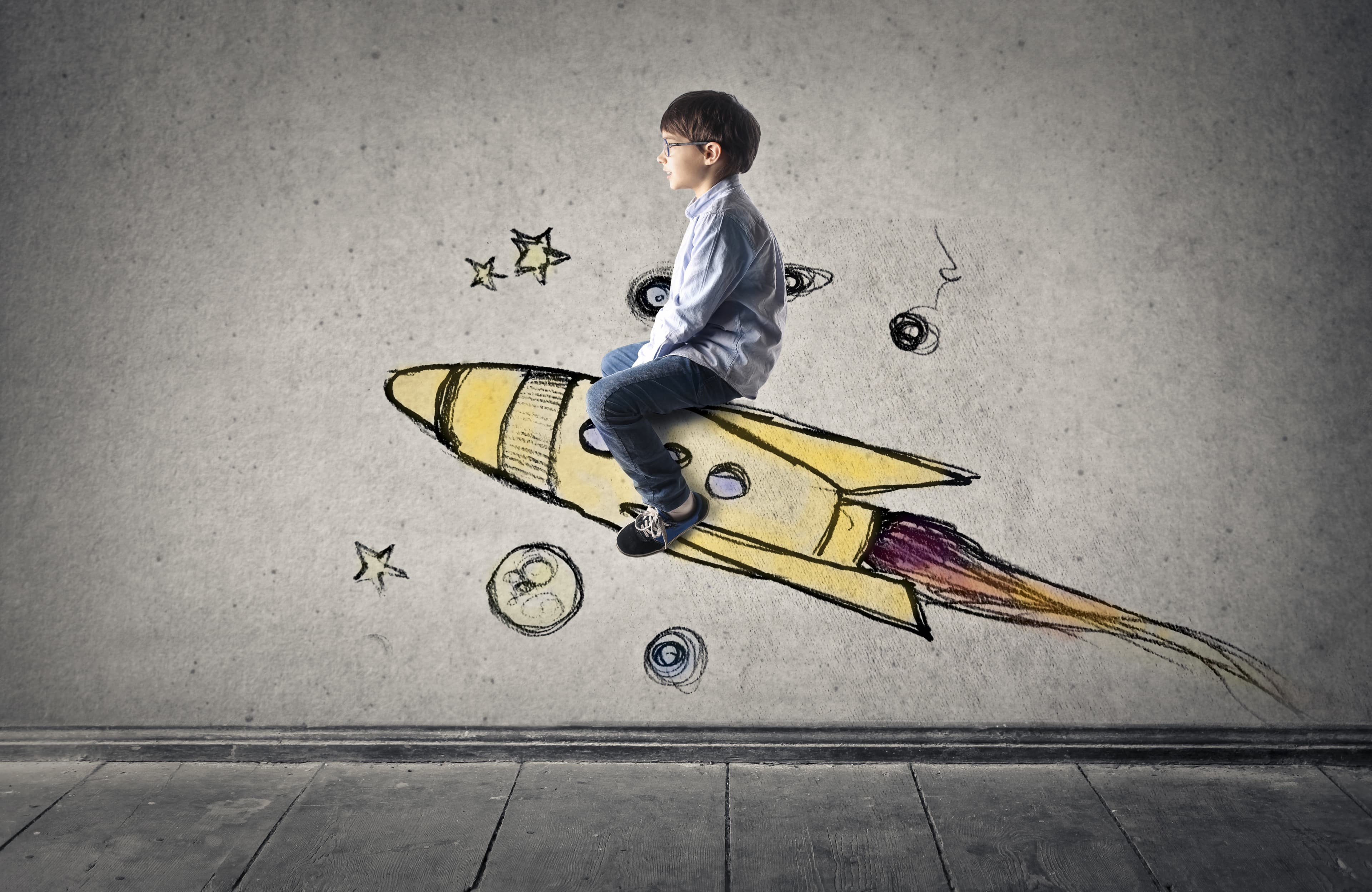 Person on rocket representing strategic risk management and forward-thinking approach